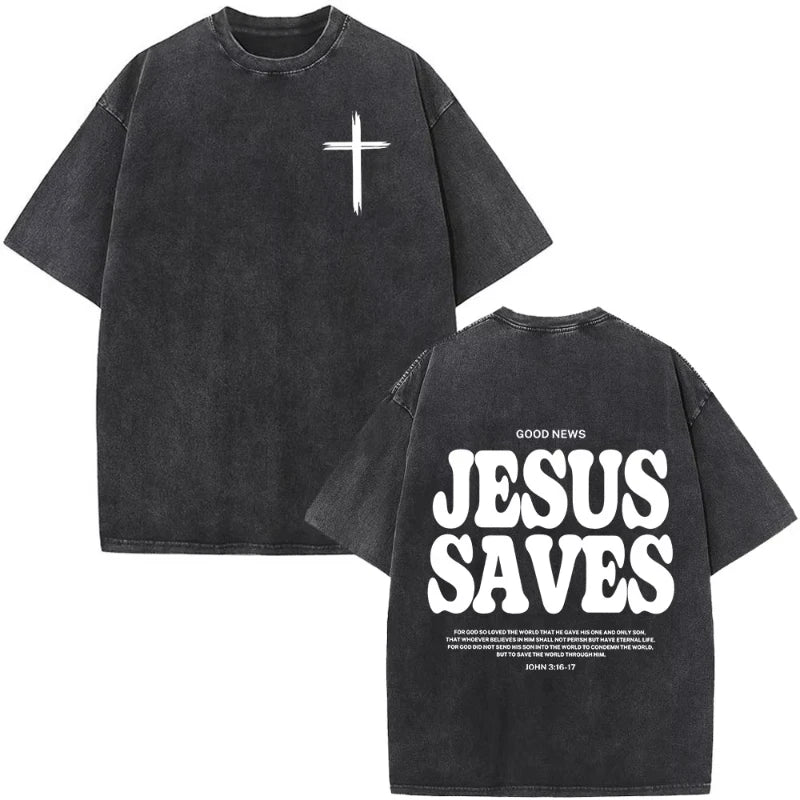 Christian Jesus Faith Over Fear Bible Verse Washed T-shirts Men Women Fashion Vintage Oversized T Shirts Harajuku T-shirt