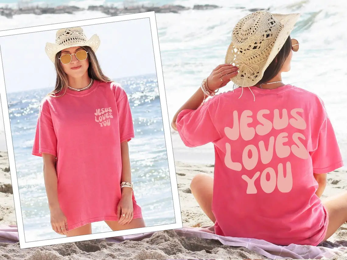 Jesus Loves You Letter Print Women T-Shirts Summer Breathable Soft Tees Street Fashion Short Sleeve Casual Sport Loose Clothes