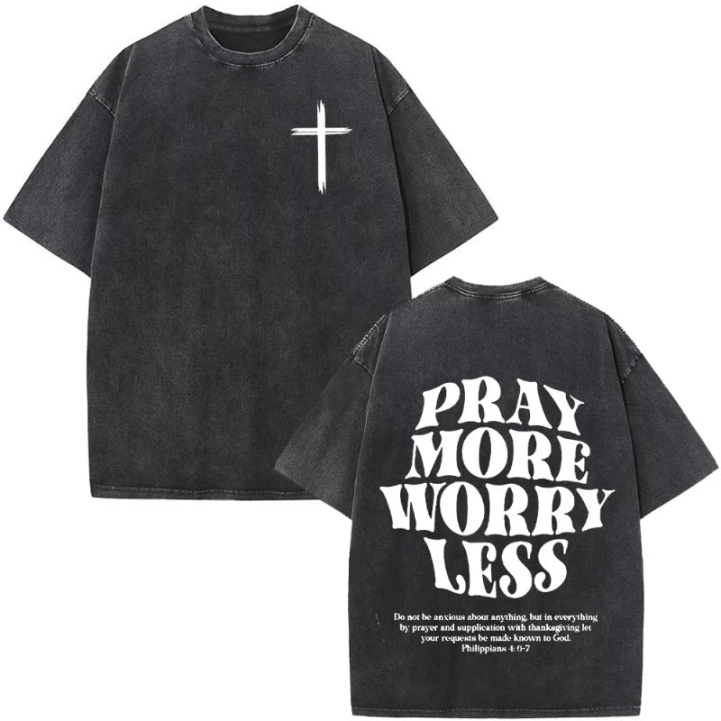 Christian Jesus Faith Over Fear Bible Verse Washed T-shirts Men Women Fashion Vintage Oversized T Shirts Harajuku T-shirt