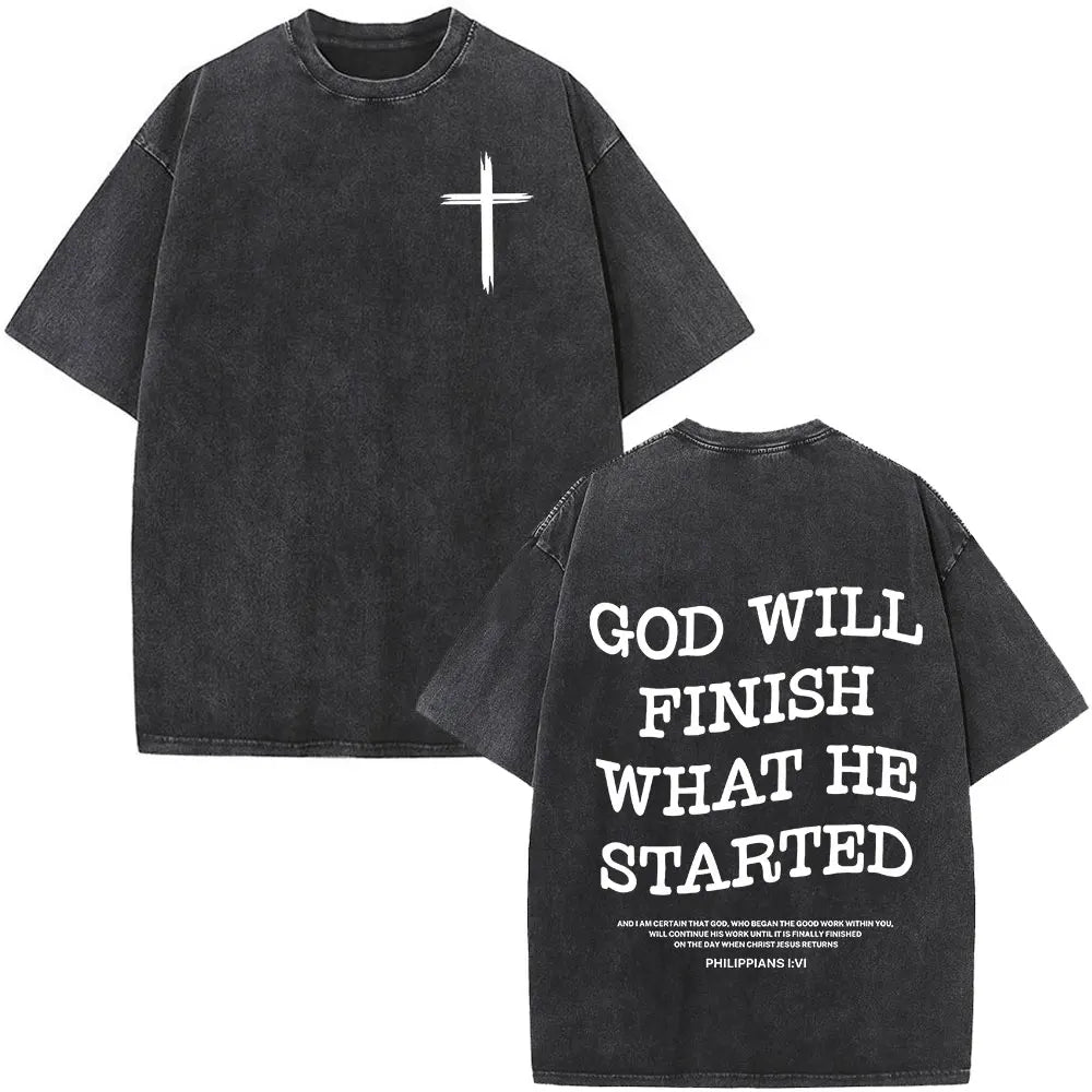 Christian Jesus Faith Over Fear Bible Verse Washed T-shirts Men Women Fashion Vintage Oversized T Shirts Harajuku Cotton T-shirt