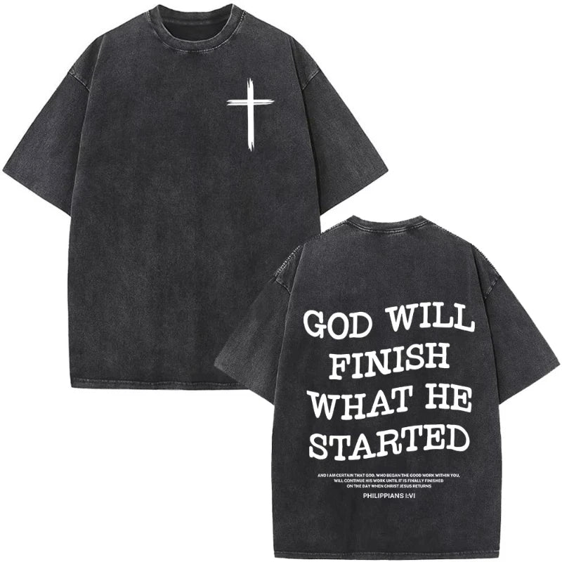 Christian Jesus Faith Over Fear Bible Verse Washed T-shirts Men Women Fashion Vintage Oversized T Shirts Harajuku T-shirt