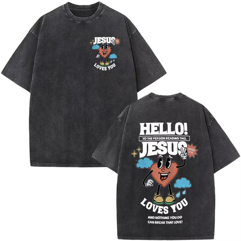 Christian Jesus Faith Over Fear Bible Verse Washed T-shirts Men Women Fashion Vintage Oversized T Shirts Harajuku T-shirt