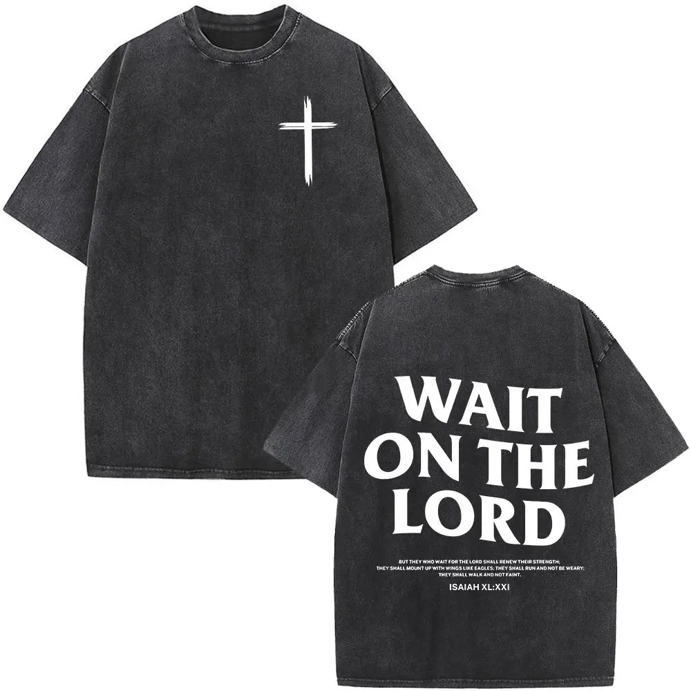 Christian Jesus Faith Over Fear Bible Verse Washed T-shirts Men Women Fashion Vintage Oversized T Shirts Harajuku Cotton T-shirt