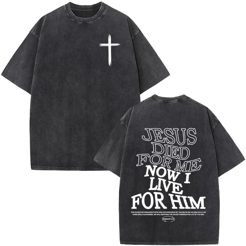 Christian Jesus Faith Over Fear Bible Verse Washed T-shirts Men Women Fashion Vintage Oversized T Shirts Harajuku T-shirt
