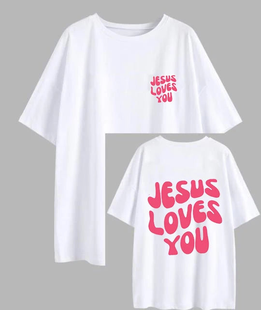 Jesus Loves You Letter Print Women T-Shirts Summer Breathable Soft Tees Street Fashion Short Sleeve Casual Sport Loose Clothes
