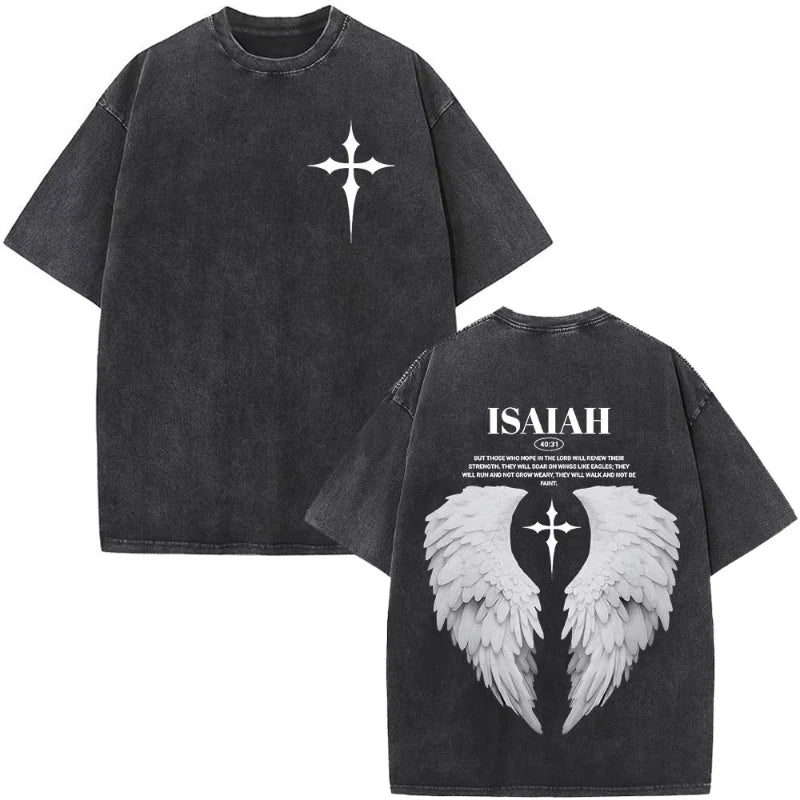 Christian Jesus Faith Over Fear Bible Verse Washed T-shirts Men Women Fashion Vintage Oversized T Shirts Harajuku T-shirt