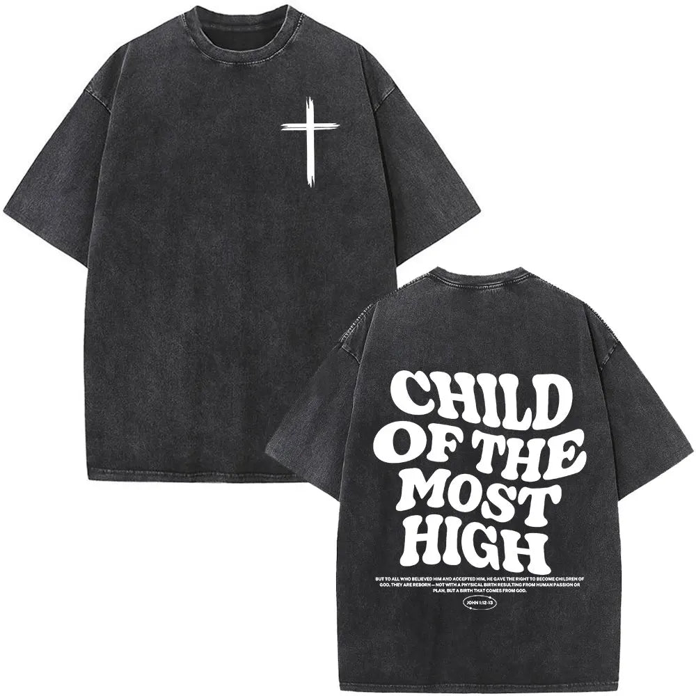 Christian Jesus Faith Over Fear Bible Verse Washed T-shirts Men Women Fashion Vintage Oversized T Shirts Harajuku Cotton T-shirt