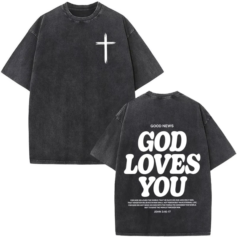 Christian Jesus Faith Over Fear Bible Verse Washed T-shirts Men Women Fashion Vintage Oversized T Shirts Harajuku T-shirt