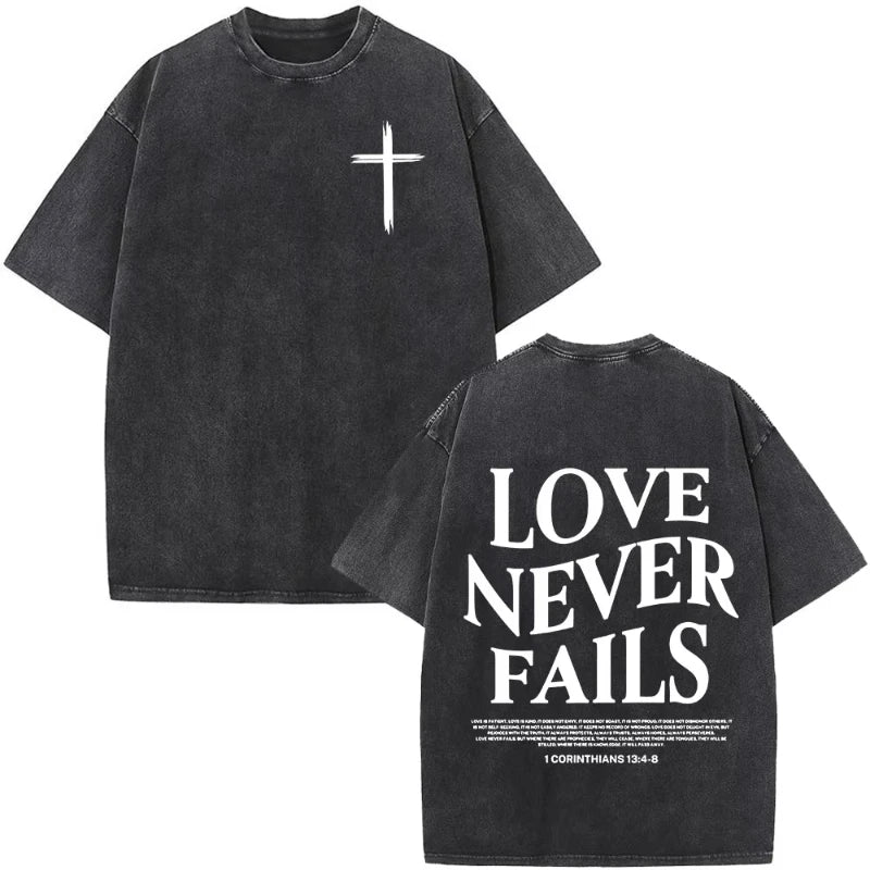 Christian Jesus Faith Over Fear Bible Verse Washed T-shirts Men Women Fashion Vintage Oversized T Shirts Harajuku T-shirt
