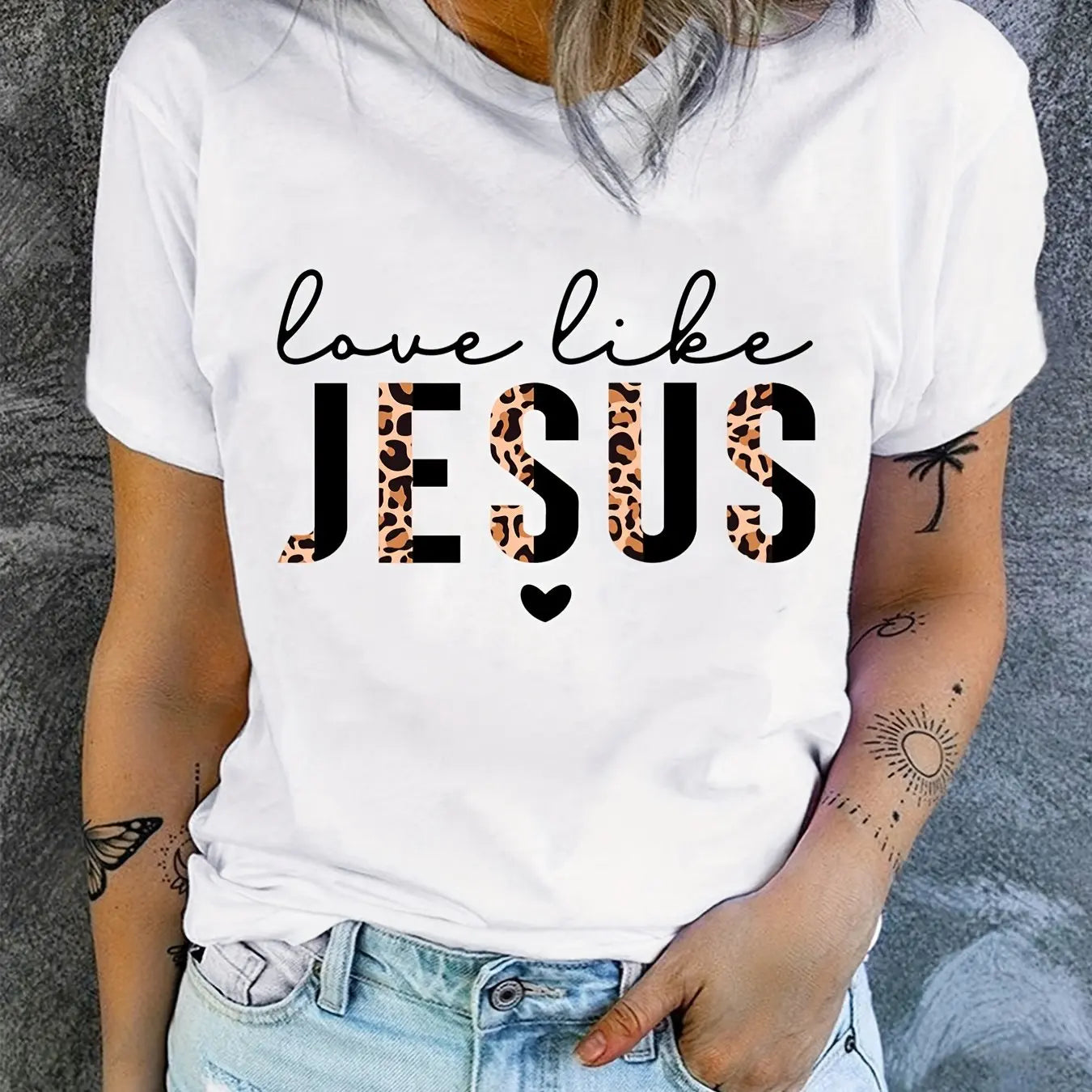Summer Women's Fashion Is Like Jesus  Love Printed Casual Sports Comfortable   Short Sleeved T-shirt Top