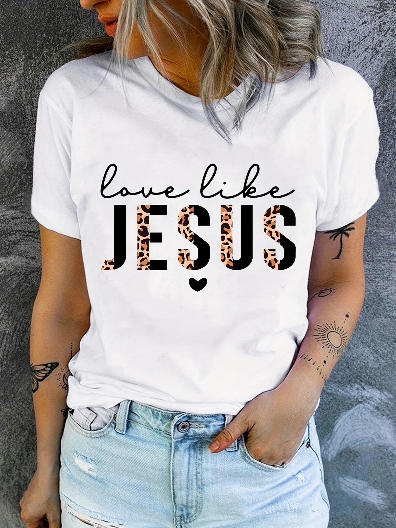 Summer Women's Fashion Is Like Jesus  Love Printed Casual Sports Comfortable   Short Sleeved T-shirt Top