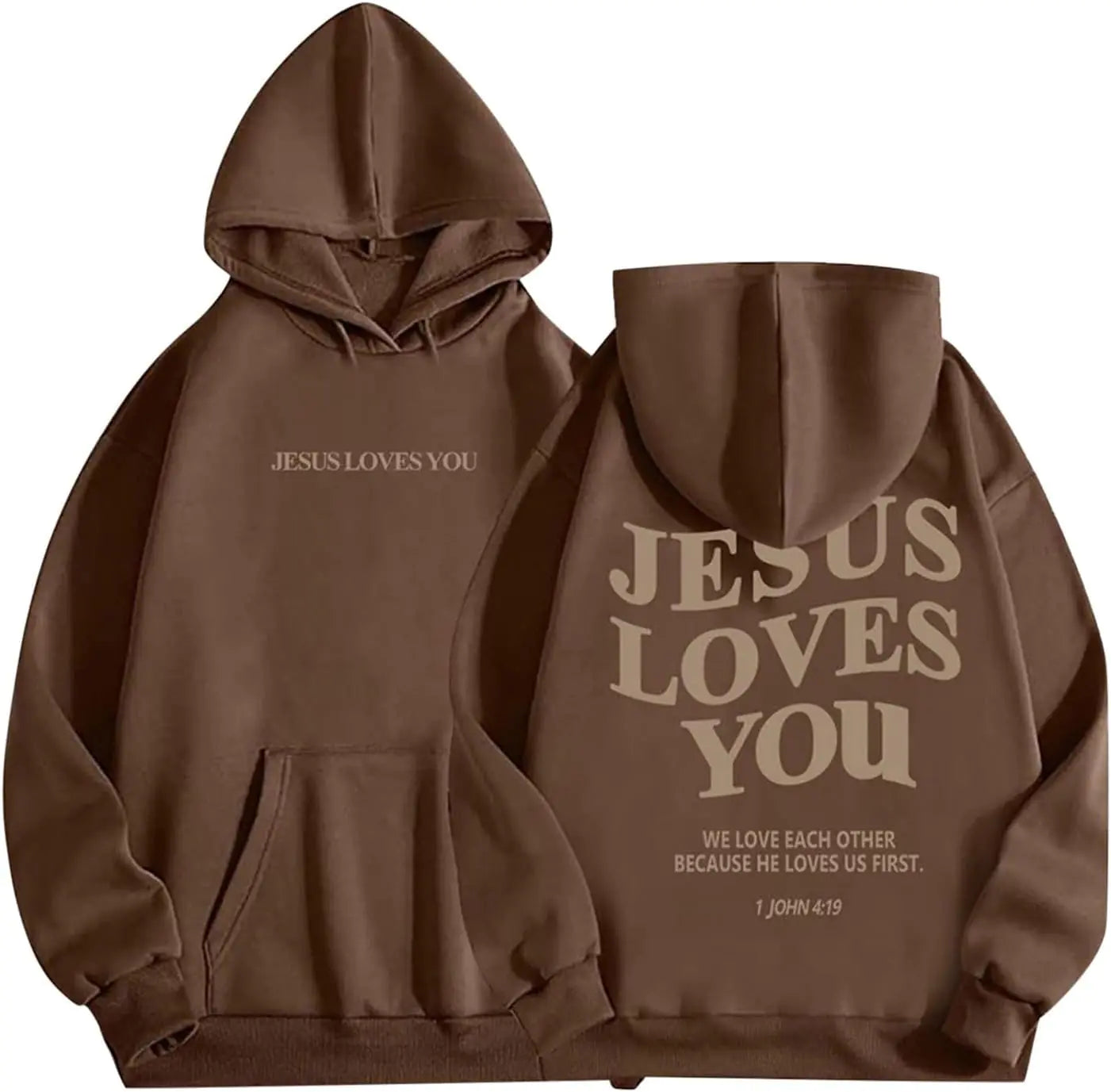 Loves You Hoodie Christian Faith Sweatshirt Jesus Faith Over Fear hoodie Christian Religious Sayings Pullover Sweater (CoffeeXXL)